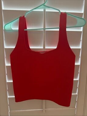 Zara Bright Red Ribbed Square-Neck Tank